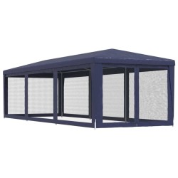 Tente de fête avec 8 parois latérales en maille Bleu 3x9 m PEHD 