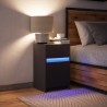 Armoire de chevet avec lumières LED noir bois d'ingénierie 