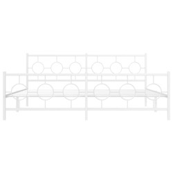 Cadre de lit métal sans matelas et pied de lit blanc 200x200 cm 