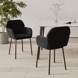 Chaises à manger lot de 2 Noir Velours 