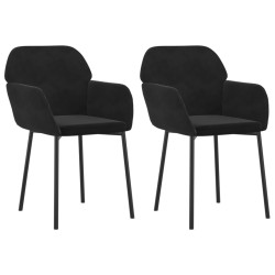 Chaises à manger lot de 2 Noir Velours 
