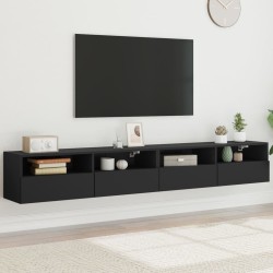 Meubles TV muraux 2 pcs noir 100x30x30 cm bois d'ingénierie 