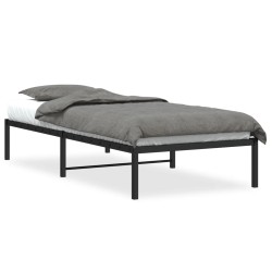 Cadre de lit métal sans matelas noir 90x190 cm 