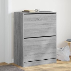 Armoire à chaussures 2 tiroirs rabattables sonoma gris 