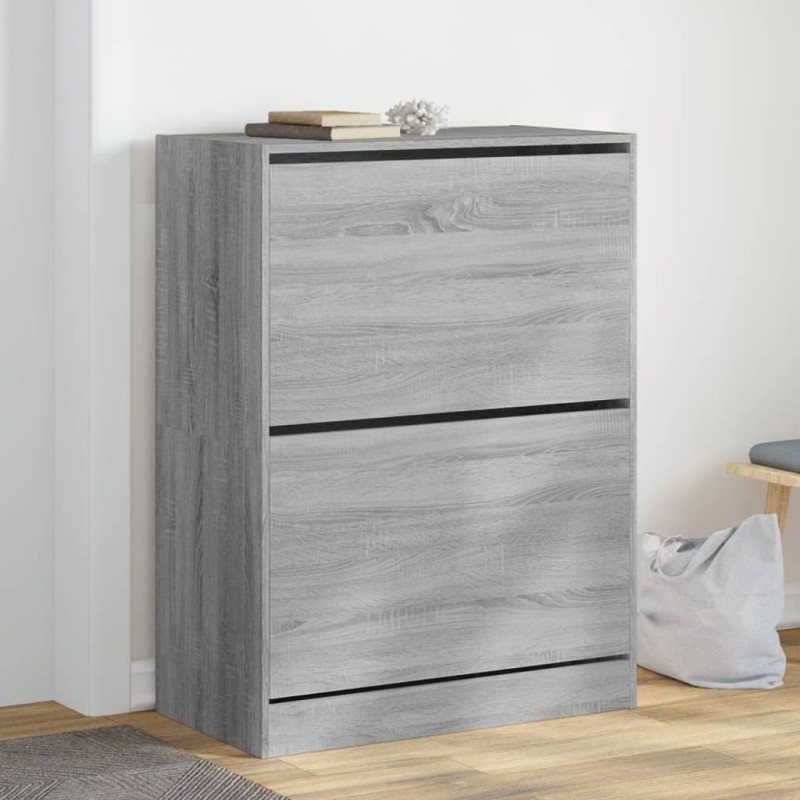 Armoire à chaussures 2 tiroirs rabattables sonoma gris Armoire à chaussures 2 tiroirs rabattables sonoma gris
