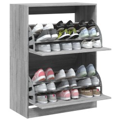 Armoire à chaussures 2 tiroirs rabattables sonoma gris 