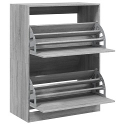 Armoire à chaussures 2 tiroirs rabattables sonoma gris 