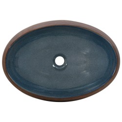 Vasque à poser marron et bleu ovale 59x40x15 cm céramique 