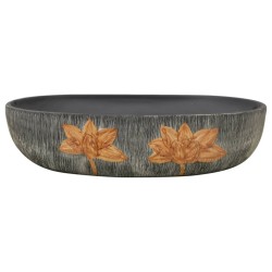 Vasque à poser gris et noir ovale 59x40x14 cm céramique 