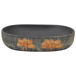 Vasque à poser gris et noir ovale 59x40x14 cm céramique 