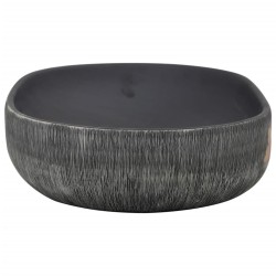 Vasque à poser gris et noir ovale 59x40x14 cm céramique 