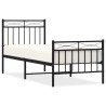Cadre de lit métal sans matelas avec pied de lit noir 75x190 cm 