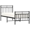Cadre de lit métal sans matelas avec pied de lit noir 75x190 cm 