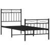 Cadre de lit métal sans matelas avec pied de lit noir 75x190 cm 