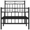 Cadre de lit métal sans matelas avec pied de lit noir 75x190 cm 