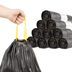 Sacs poubelles avec cordons 250 pcs noir 120 L 