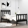 Cadre de lit sans matelas noir 75x190 cm bois massif 