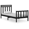 Cadre de lit sans matelas noir 75x190 cm bois massif 