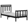 Cadre de lit sans matelas noir 75x190 cm bois massif 