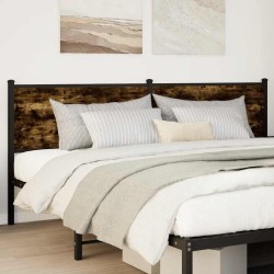 Tête de lit chêne fumé 190 cm bois d'ingénierie et acier 