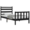 Cadre de lit sans matelas noir bois de pin massif 