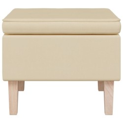Tabouret avec pieds en bois Crème Tissu 