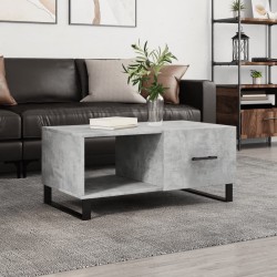 Table basse gris béton 90x50x40 cm bois d'ingénierie 