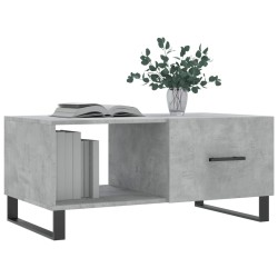 Table basse gris béton 90x50x40 cm bois d'ingénierie 