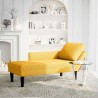 Chaise longue avec coussin jaune clair tissu en velours côtelé 