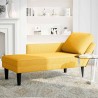 Chaise longue avec coussin jaune clair tissu en velours côtelé 