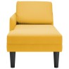 Chaise longue avec coussin jaune clair tissu en velours côtelé 
