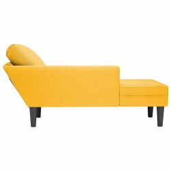 Chaise longue avec coussin jaune clair tissu en velours côtelé 