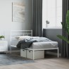 Cadre de lit métal sans matelas et tête de lit blanc 107x203 cm 