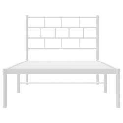 Cadre de lit métal sans matelas et tête de lit blanc 107x203 cm 