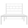 Cadre de lit métal sans matelas et tête de lit blanc 107x203 cm 