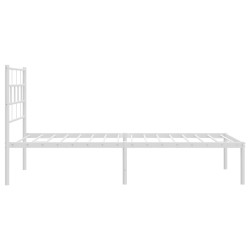 Cadre de lit métal sans matelas et tête de lit blanc 107x203 cm 