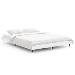 Cadre de lit sans matelas blanc 140x190 cm bois d'ingénierie 