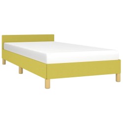 Cadre de lit avec tête de lit sans matelas vert 90x200 cm tissu 
