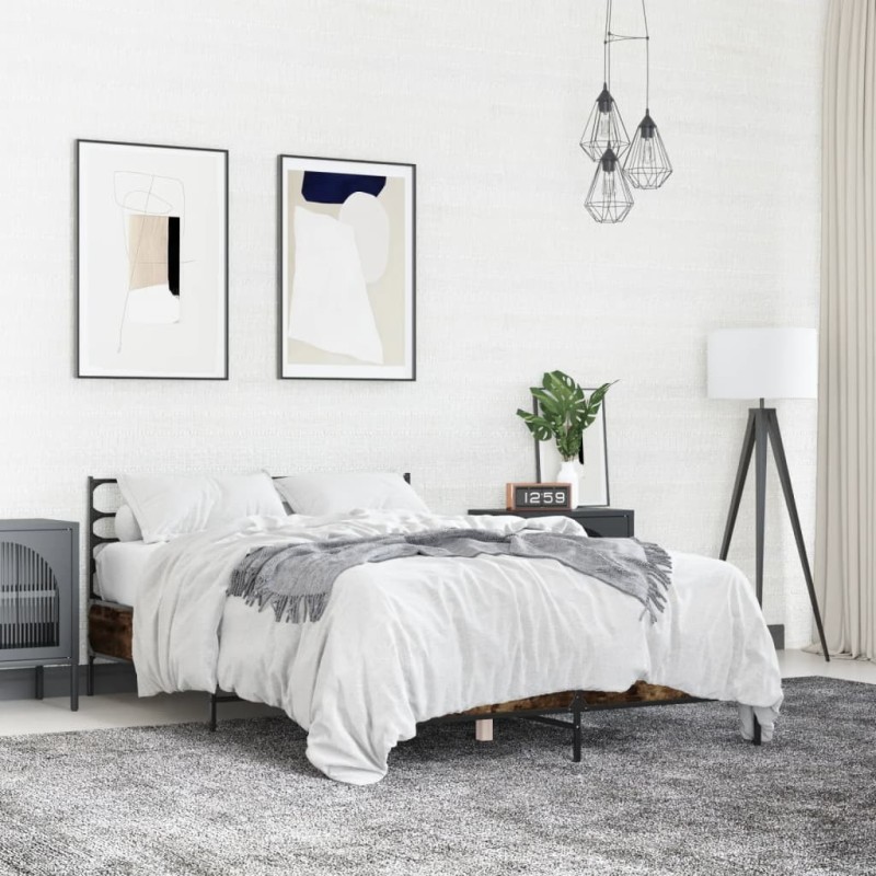 Cadre de lit sans matelas chêne fumé 120x190 cm 