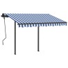 Auvent manuel rétractable avec LED 3,5x2,5 m Bleu et blanc 