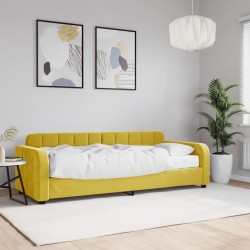 Lit de jour avec matelas jaune 80x200 cm velours 