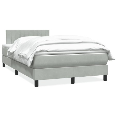 Sommier à lattes de lit et matelas gris clair 120x210cm velours 