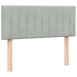 Sommier à lattes de lit et matelas gris clair 120x210cm velours 