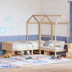 Ensemble de lit de jour et de banc avec toit sans matelas 