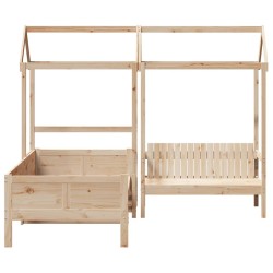 Ensemble de lit de jour et de banc avec toit sans matelas 