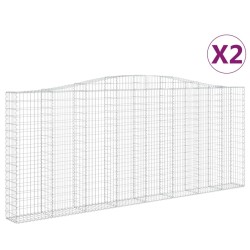 Paniers à gabions arqués 2 pcs 400x30x160/180 cm Fer galvanisé 
