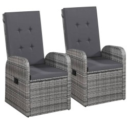 Ensemble à manger de jardin avec coussins 3 pcs Gris 