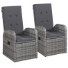 Ensemble à manger de jardin avec coussins 3 pcs Gris 