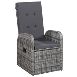 Ensemble à manger de jardin avec coussins 3 pcs Gris 