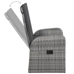 Ensemble à manger de jardin avec coussins 3 pcs Gris 